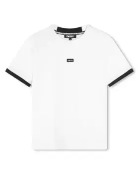 Футболка для мальчика с короткими рукавами и контрастной отделкой DKNY, белый