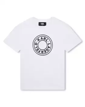 Футболка для мальчика с короткими рукавами из 100% хлопка Karl Lagerfeld Kids, белый
