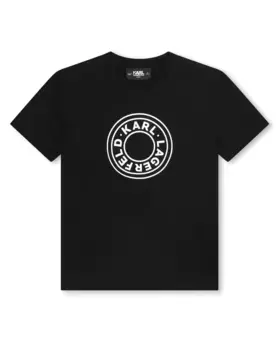 Футболка для мальчика с короткими рукавами из 100% хлопка Karl Lagerfeld Kids, черный