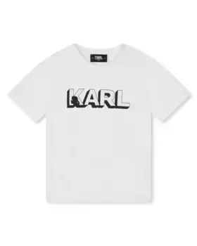 Футболка для мальчика с короткими рукавами из 100% хлопка Karl Lagerfeld Kids, белый