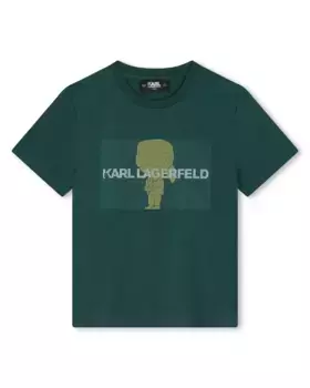 Футболка для мальчика с короткими рукавами из 100% хлопка Karl Lagerfeld Kids, темно-зеленый