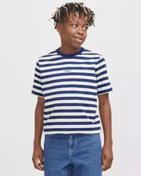 Футболка для мальчика с короткими рукавами и принтом спереди Jack & Jones, тёмно-синий