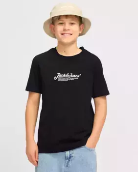 Футболка для мальчика с короткими рукавами и принтом спереди Jack & Jones, чёрный