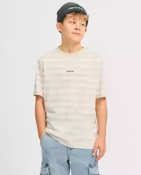 Футболка для мальчика с короткими рукавами и принтом спереди Jack & Jones, бежевый