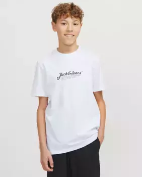 Футболка для мальчика с короткими рукавами и принтом спереди Jack & Jones, белый