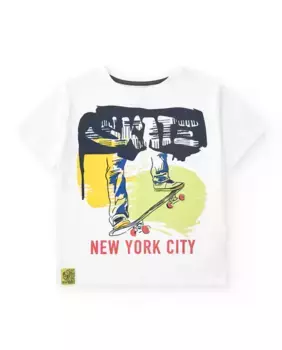 Футболка для мальчика с короткими рукавами и принтом скейта Tuc tuc, белый