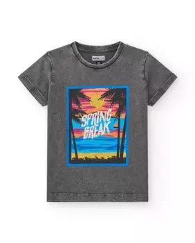 Футболка для мальчика с короткими рукавами и принтом спереди Tuc tuc, серый