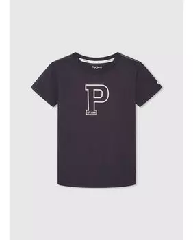 Футболка для мальчика с короткими рукавами и принтом в виде буквы «П» Pepe Jeans, черный