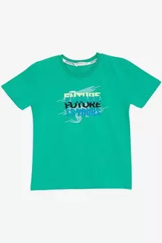 Футболка для мальчика с красочным текстовым принтом зеленого цвета (8–14 лет) Breeze