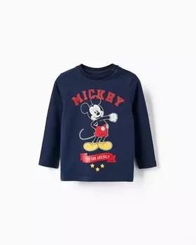 Футболка для мальчика с круглым вырезом и принтом Микки Zippy, темно-синий