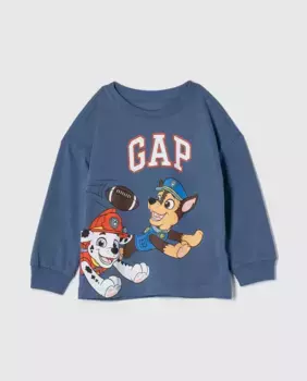 Футболка для мальчика с круглым вырезом, длинными рукавами и логотипом Gap Arch с изображением Paw Patrol спереди, синий