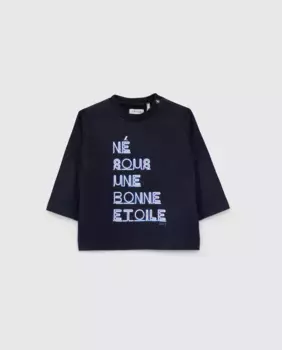 Футболка для мальчика с круглым вырезом и кнопками IKKS, темно-синий