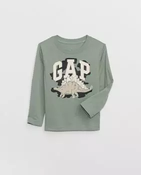Футболка для мальчика с круглым вырезом и длинными рукавами Gap, серый