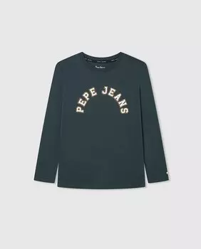 Футболка для мальчика с логотипом Pepe Jeans, темно-зеленый