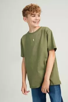 Футболка для мальчика с небольшим логотипом в виде хвостика Polo Ralph Lauren, зеленый