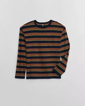 Футболка для мальчика с полосатым принтом и длинными рукавами Gap, коричневый