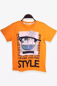 Футболка для мальчика с праздничной тематикой оранжевого цвета (9–12 лет) Breeze