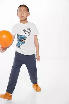 Футболка для мальчика с принтом динозавра Springfield Kids, белый
