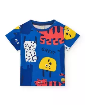 Футболка для мальчика с принтом и застежкой на плече Tuc tuc, синий