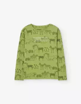 Футболка для мальчика с принтом из 100% хлопка Losan, зеленый