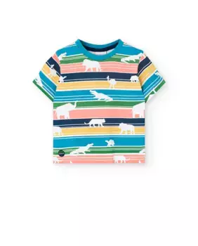 Футболка для мальчика с принтом из 100% хлопка Boboli, мультиколор