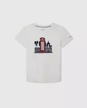 Футболка для мальчика с принтом «Лондон» Pepe Jeans, белый