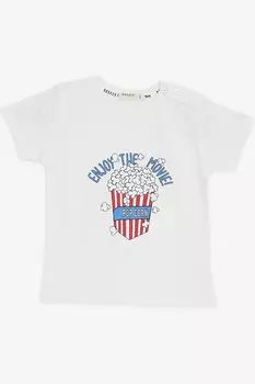 Футболка для мальчика с принтом Pop Corn, цвета экрю (2–6 лет) Breeze