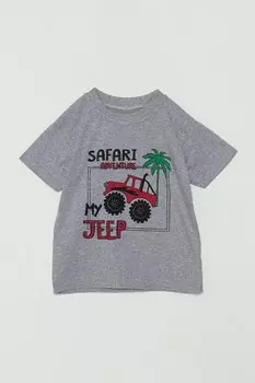 Футболка для мальчика с принтом текста и изображений JackandRoy, серый