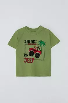 Футболка для мальчика с принтом текста и изображений JackandRoy, зеленый