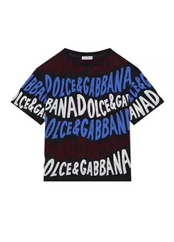 Футболка для мальчика с рисунком логотипа Dolce&Gabbana, синий