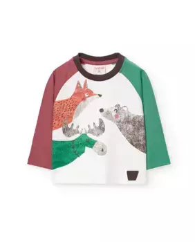 Футболка для мальчика с рисунком спереди и контрастными рукавами Boboli, мультиколор