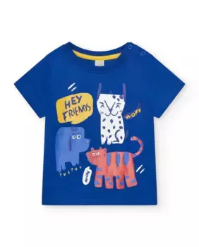 Футболка для мальчика с рисунком спереди и застежкой на плечо Tuc tuc, синий