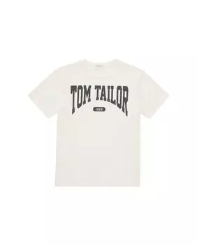 Футболка для мальчика стандартного кроя с логотипом спереди Tom Tailor, кремовый