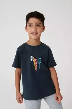 Футболка для мальчика темно-синяя с короткими рукавами и полосками под зебру Paul Smith, синий