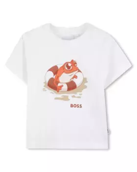 Футболка для мальчика в белом хлопковом цвете BOSS Kidswear, белый