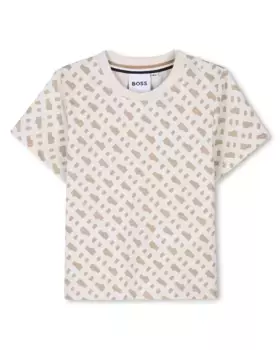 Футболка для мальчика в белом хлопковом цвете BOSS Kidswear, белый