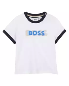 Футболка для мальчика в белом хлопковом цвете BOSS Kidswear, белый