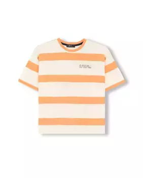 Футболка для мальчика в полоску большого размера с короткими рукавами elPulpo, оранжевый