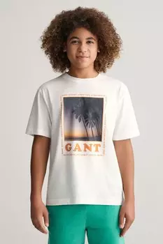 Футболка для мальчиков, 100% хлопок Gant, белый