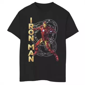 Футболка для мальчиков 8–20 лет с графическим рисунком Marvel Avengers Iron Man Tech Licensed Character, черный