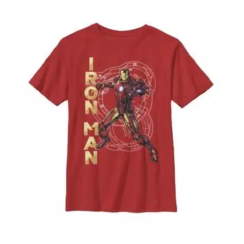Футболка для мальчиков 8–20 лет с графическим рисунком Marvel Avengers Iron Man Tech Licensed Character, красный