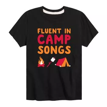 Футболка для мальчиков 8–20 лет с песнями в лагере Fluent In Camp Songs Licensed Character, черный