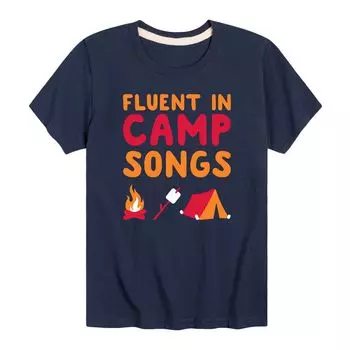 Футболка для мальчиков 8–20 лет с песнями в лагере Fluent In Camp Songs Licensed Character, синий