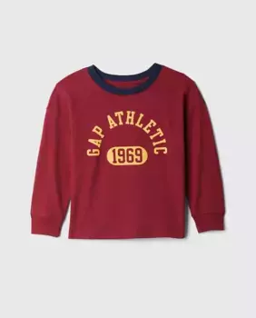 Футболка для мальчиков с длинными рукавами, круглым вырезом, длинными рукавами и логотипом Gap, красный