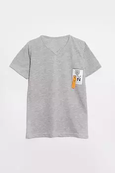 Футболка для мальчиков с короткими рукавами и V-образным вырезом JackandRoy, серый