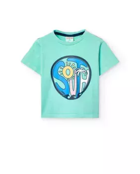 Футболка для мальчиков с короткими рукавами и круглым вырезом Boboli, светло-зеленый