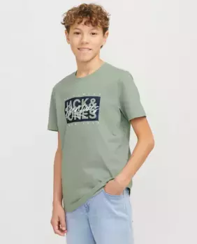 Футболка для мальчиков с короткими рукавами и логотипом спереди Jack & Jones, светло-зеленый