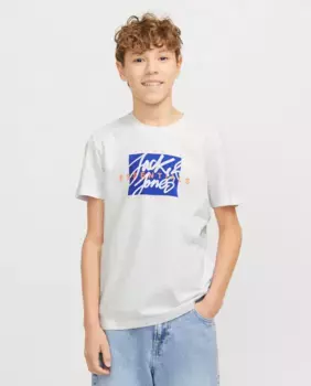 Футболка для мальчиков с короткими рукавами и логотипом спереди Jack & Jones, белый