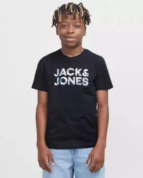 Футболка для мальчиков с короткими рукавами и логотипом спереди Jack & Jones, голубой