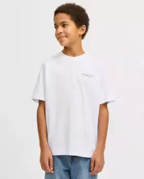 Футболка для мальчиков с короткими рукавами и принтом на спине Jack & Jones, белый